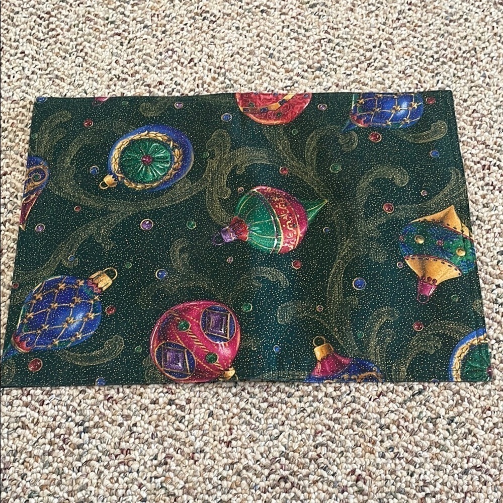 Festive Ornament Patterned Placemats. Set of 4. Vintage. Y2K